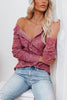 Button O Neck Knit Long Sleeve Top