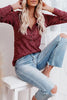 Button O Neck Knit Long Sleeve Top