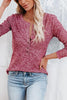 Button O Neck Knit Long Sleeve Top