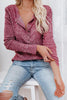 Button O Neck Knit Long Sleeve Top