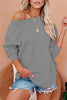 Solid Dew Shoulder Loose T Shirt