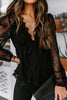 Sheer Lace V Neck Bow Tie Blouse