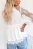 Sheer Lace V Neck Bow Tie Blouse