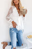 Sheer Lace V Neck Bow Tie Blouse