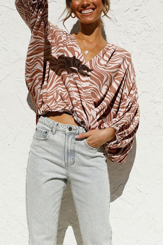 Zebra Cross Over Bat Blouse