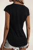 Zip Neck Lace Short Sleeve T-Shirt