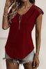 Zip Neck Lace Short Sleeve T-Shirt