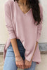 V Neck Waffle Knit Tunic