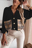 Lapel Plaid Pocket Button Blouse