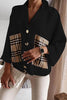 Lapel Plaid Pocket Button Blouse