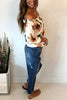 Off Shoulder Floral Drawstring Blouse