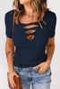 Strappy Hollow Neck Knit T Shirt