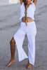 Ruffles Crop Slit Pants Set