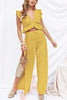 Ruffles Crop Slit Pants Set