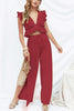 Ruffles Crop Slit Pants Set