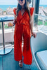 Ruffles Crop Slit Pants Set