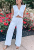 Ruffles Crop Slit Pants Set