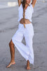 Ruffles Crop Slit Pants Set