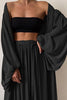 Flowing Puff Sleeve 3PC Cardigan Pants Set
