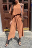 Solid Bat Shirt Wide Leg Pnats Set