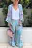 Flroal Print Cardigan Pants Set