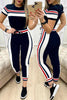 Color Block Skinny Pants Set