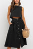 Button Decorate Vest Naxi Skirts Set