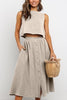 Button Decorate Vest Naxi Skirts Set