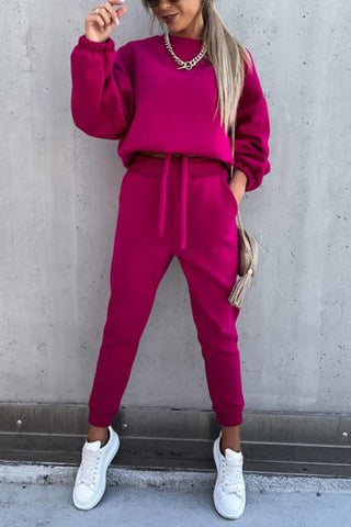 Solid Loose Hoodie Jogger Sets