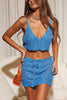 Crochet Knit Crop Tank Skirts Set