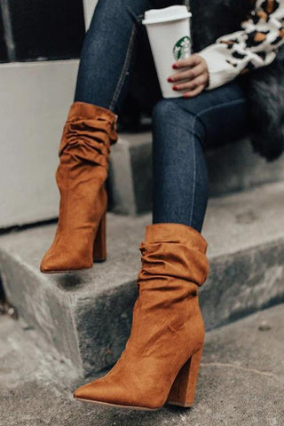 Pointed Toe High Heel Boots