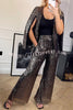 Be The Show Star Sequin Elastic Waist Pocketed Flare Pants