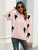 Women's Jacquard Round Neck Pullover Sweater