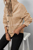 Hooded Single Breasted Drawstring Long Sleeved Top
