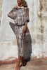 Sunset Cruise Tie-dye Print Dolman Sleeve Stretch Midi Dress