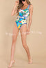 The Sun Shines Soleil Unique Print Round Neck Belted One-piece Swimsuit