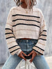 Long Sleeves Printing Color-Block Round-Neck Sweater Tops