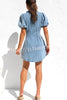 Piper Denim Balloon Sleeve Cinched Waistline Button Up Mini Dress