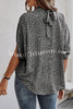 Printed Slit Dolman Sleeve Tie Shirt