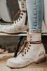 Lace Up Low Heel Boots