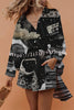 Vintage Starry Sky Record Print Button Pockets Elastic Waist Shorts Set