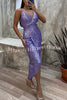 Party Seeker Sequin Pocketed Drape Slit Midi Dress