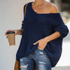 Fashion Women's Solid Color V-neck Loose Sweater