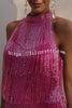 Fringed Halter Neck Backless Mini Dress