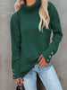 Casual Loose Knit Sweater with High Collar and Long Sleeve In Solid Color