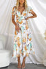 Choose You Satin Floral Print Puff Sleeve Midi Dress