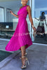 Glam Vibes Satin One Shoulder Side Cutout Pleated Maxi Dress