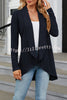 Long Sleeve Solid Color Ruffle Loose Cardigan