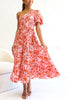 Beautiful Girly Floral Pocketed Smocked Midi Dress