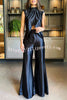 Better Stand Out Solid Color Slit Top and High Waist Pants Set